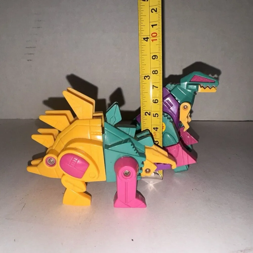 Vintage DinoTron Rextron & Stegotron Transforming Dinosaur Robot Toy Lot